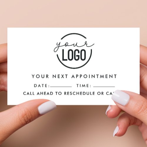 Add Your Logo Modern Minimalist Black White Appointment Card