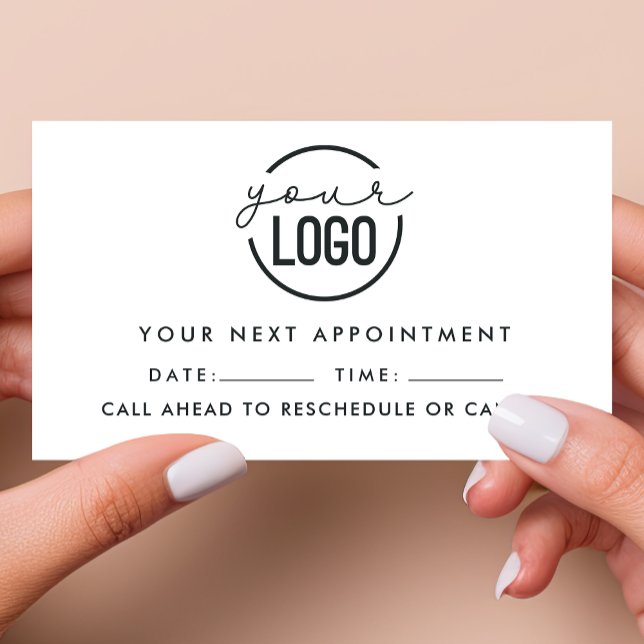 Add Your Logo Modern Minimalist Black White Appointment Card (Creator Uploaded)