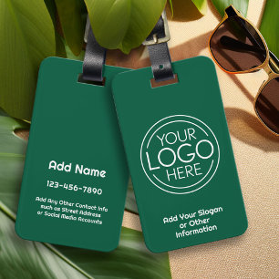Add Your Logo Modern Minimalist Professional Green Luggage Tag