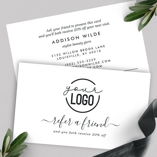 Add Your Logo Modern Minimalist Simple Referral Card