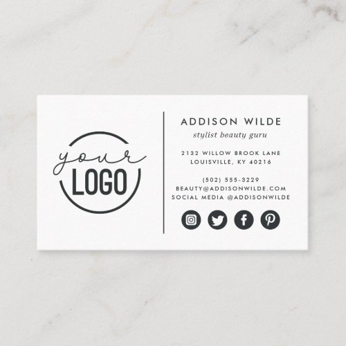 Add Your Logo Modern Minimalist Simple White Business Card