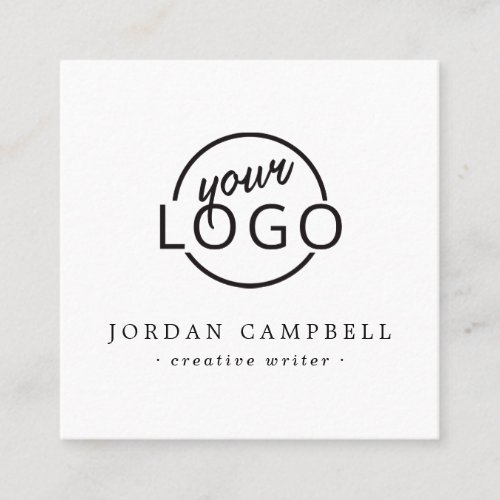 Add your logo modern white minimalist square business card