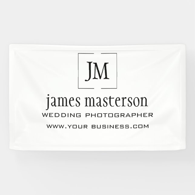 Add Your Logo | Monogram Minimalist Professional Banner (Horizontal)
