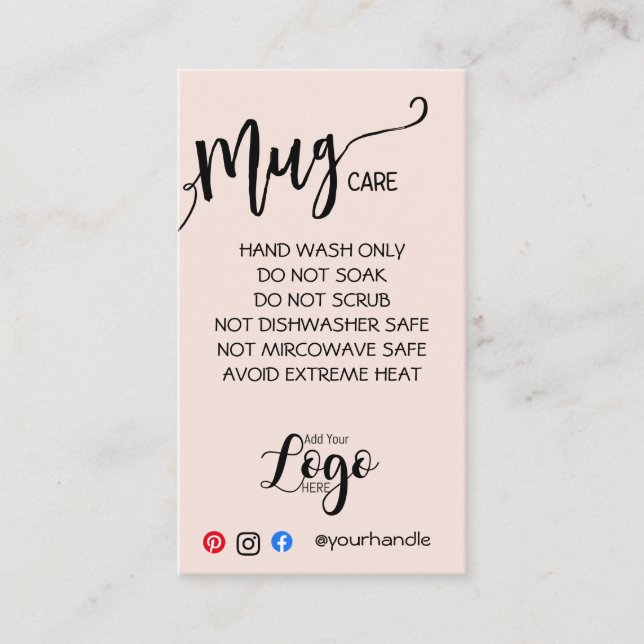 ADD YOUR LOGO mug CARE CARDS vinyl business (Front)