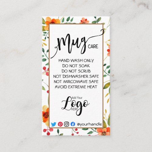 ADD YOUR LOGO mug CARE CARDS vinyl floral