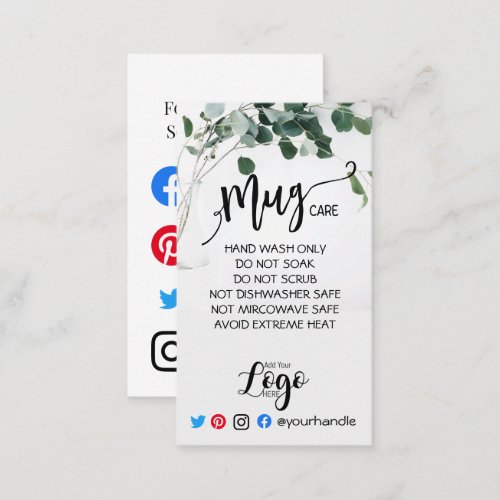 ADD YOUR LOGO mug CARE vinyl business eucalyptus Business Card