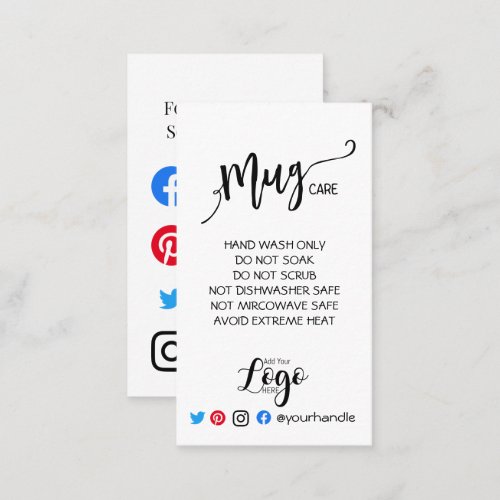 ADD YOUR LOGO mug CARE vinyl business simple Business Card