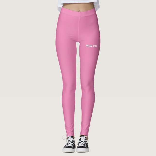 Add Your Logo Name Text Template Modern Pink Leggings (Front)