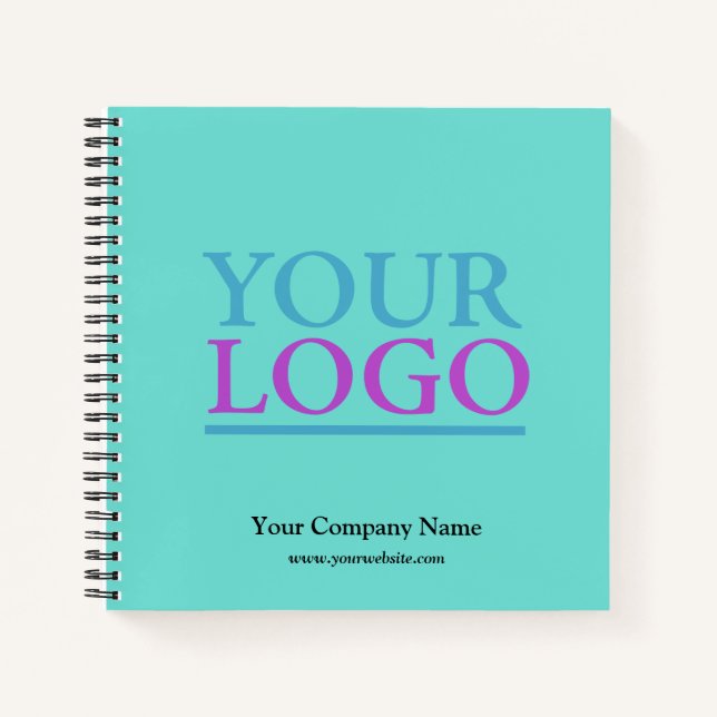 Add Your Logo, Name & Website Promo, Lt. Teal Notebook (Front)