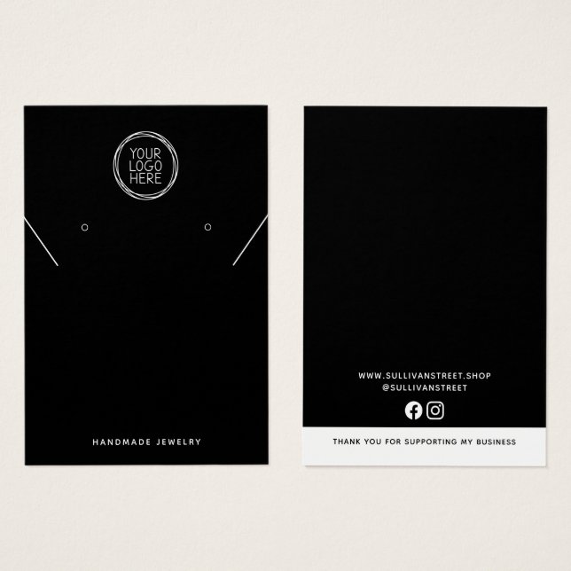 Add Your Logo Necklace Earrings Display Card (Front & Back)