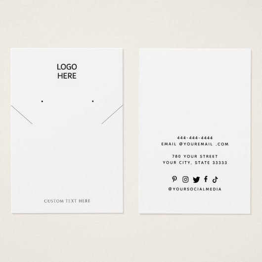 Add Your Logo Necklace Earrings Display Card (Edit (Front & Back)