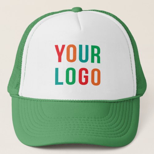 Add Your Logo No Minimum Green Promotional Logo Trucker Hat