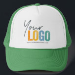Add Your Logo, No Minimum, Green Promotional Logo  Trucker Hat<br><div class="desc">Easily personalize this high quality promotional hat with your own company logo and custom text. Simply delete the text if you just need a logo. No minimum and no set up fee! Available in many colors. Logo Hats are an easy and effective way to create and increase your brand awareness...</div>