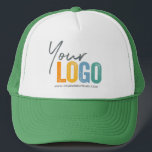 Add Your Logo, No Minimum, Green Promotional Logo  Trucker Hat<br><div class="desc">Easily personalize this high quality promotional hat with your own company logo and custom text. Simply delete the text if you just need a logo. No minimum and no set up fee! Available in many colors. Logo Hats are an easy and effective way to create and increase your brand awareness...</div>