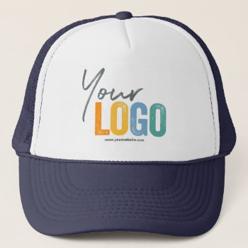 Add Your Logo  No Minimum Promotional Logo Trucker Trucker Hat by splendidsummer at Zazzle