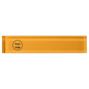Add your logo orange desk name plate