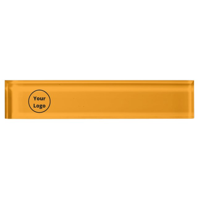 Add your logo orange desk name plate (Front)