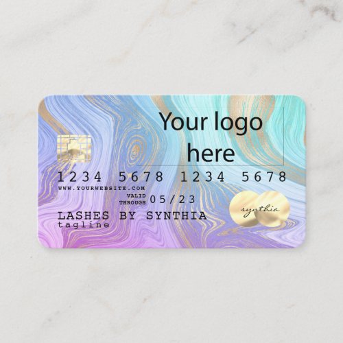 add your logo pastel unicorn liquid Credit Card