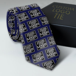 Add Your Logo Pattern - Business Modern - Blue Neck Tie
