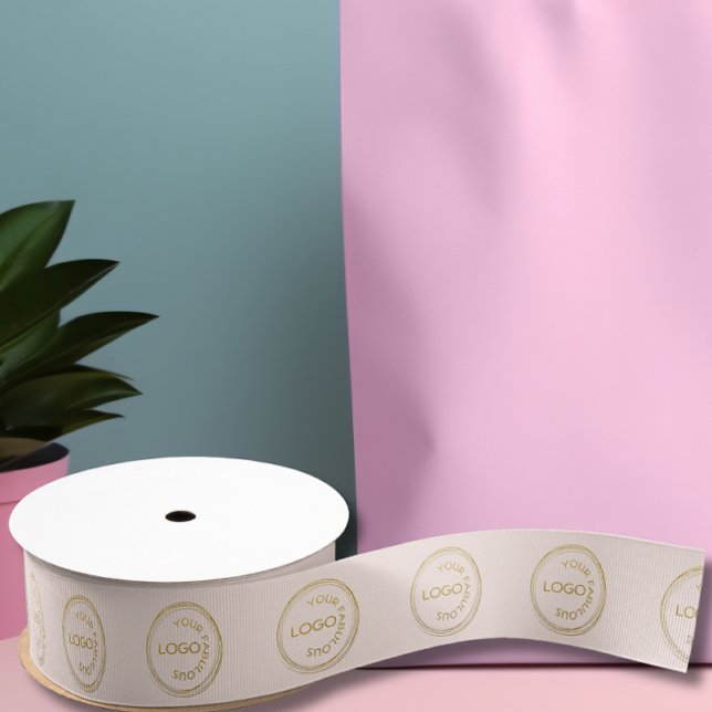 Add Your Logo  Pattern Professional Light Blush Grosgrain Ribbon (Creator Uploaded)