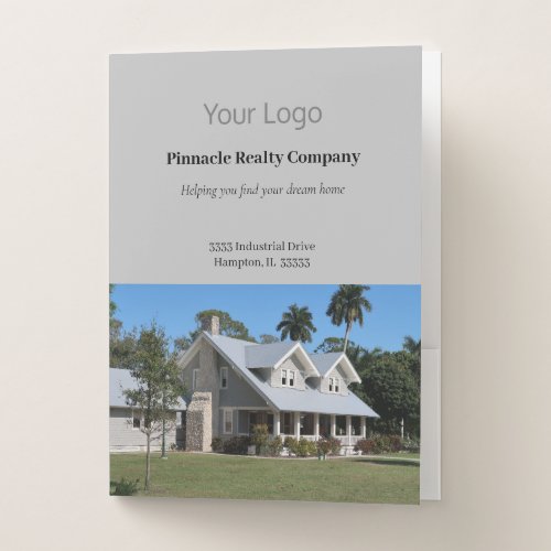 Add Your Logo Professional Photo Business Gray Pocket Folder