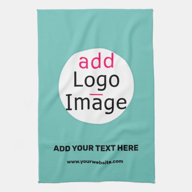 Add Your Logo Promo Customizable Fresh Mint Green Kitchen Towel (Vertical)