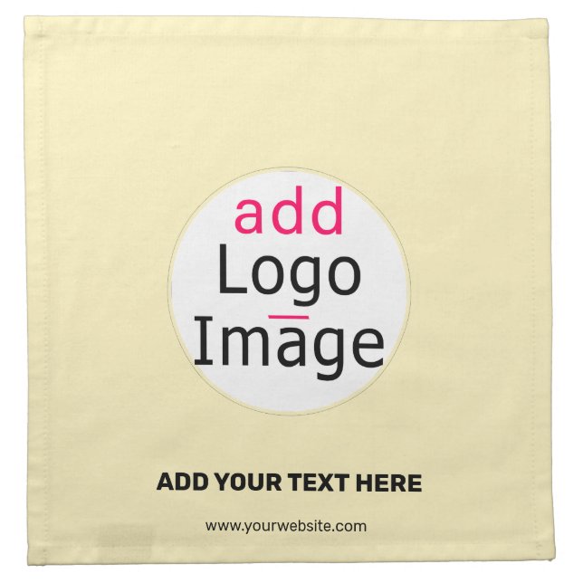 Add Your Logo Promo Customizable Vanilla Yellow Cloth Napkin (Front)