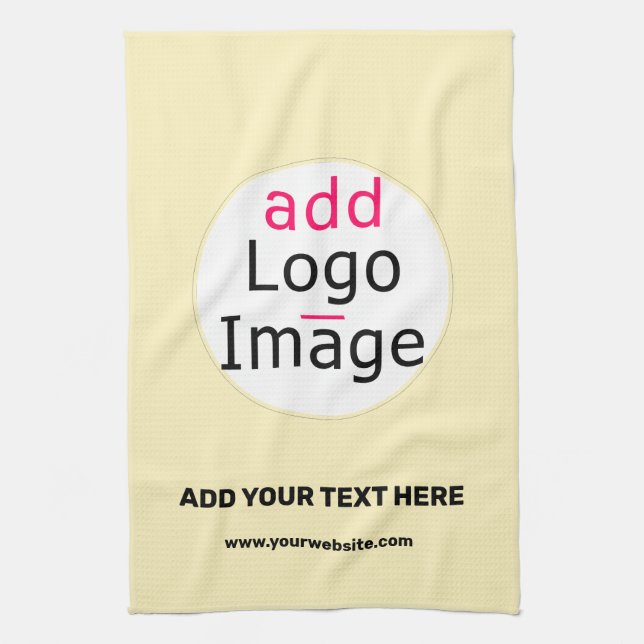 Add Your Logo Promo Customizable Vanilla Yellow Kitchen Towel (Vertical)