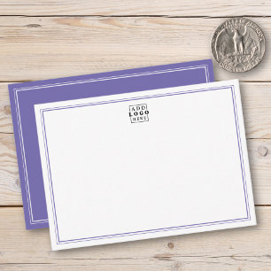 Add Your Logo Purple Double Border Business Note Card