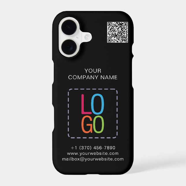 Add Your Logo QR Code Black and White Personalize  iPhone Case (Back)