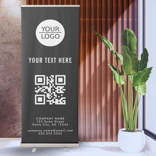 Add your Logo QR Code Custom Text Black Promotion Retractable Banner