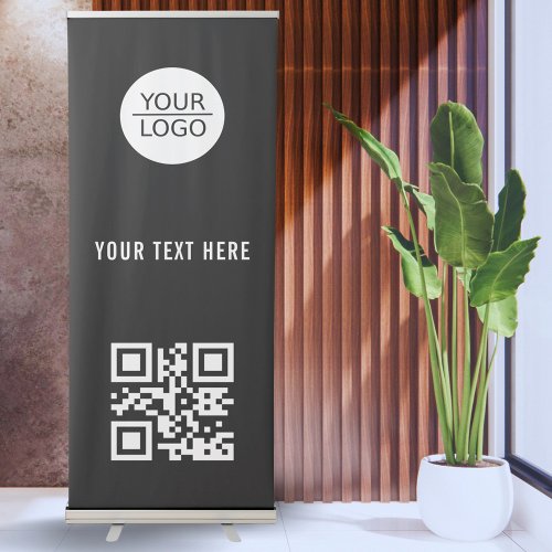 Add your Logo QR Code Custom Text Black Promotion  Retractable Banner