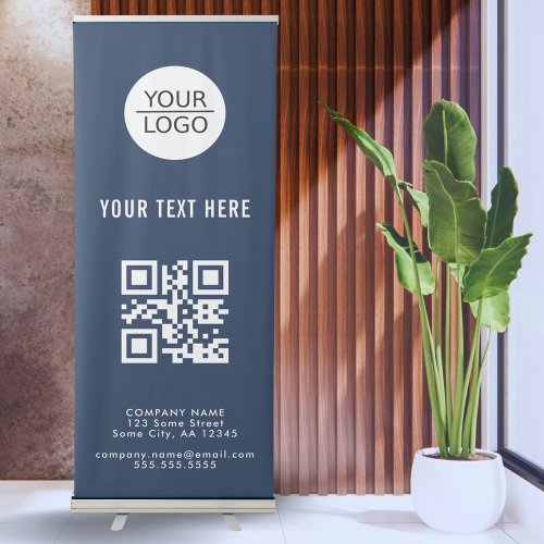 Add your Logo QR Code Custom Text Blue Promotion Retractable Banner
