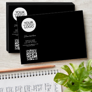Add your Logo QR Code Custom Text Promotion Black Envelope
