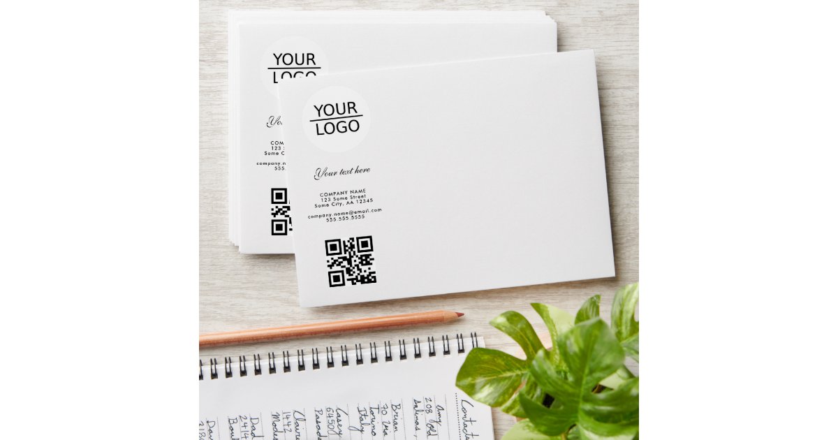 Add your Logo QR Code Custom Text Promotion Envelope | Zazzle