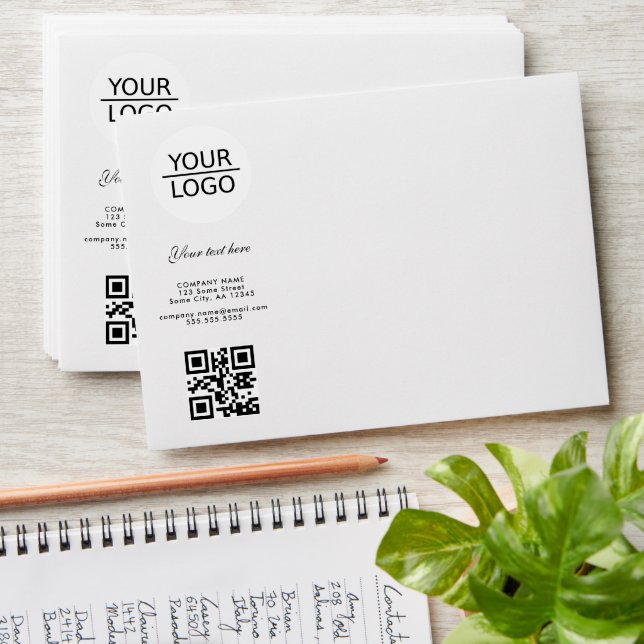 Add your Logo QR Code Custom Text Promotion  Envelope (Stacked)