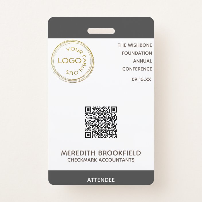 add-your-logo-qr-code-gray-conference-event-name-badge-zazzle