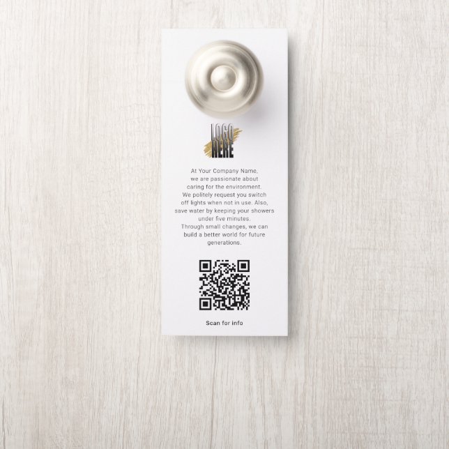 Add Your Logo QR Code Hotel B&B Information Door Hanger (On Knob)