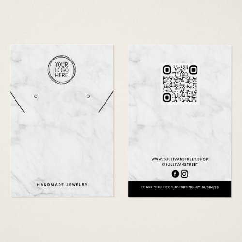 Add Your Logo QR Necklace Earrings Display Card