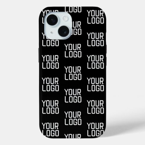 Add Your Logo Repeating Pattern Editable Template iPhone 15 Case
