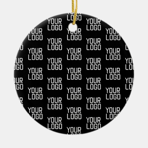 Add Your Logo Repeating Pattern Editable Template Ceramic Ornament