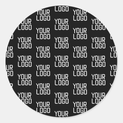 Add Your Logo Repeating Pattern Editable Template Classic Round Sticker