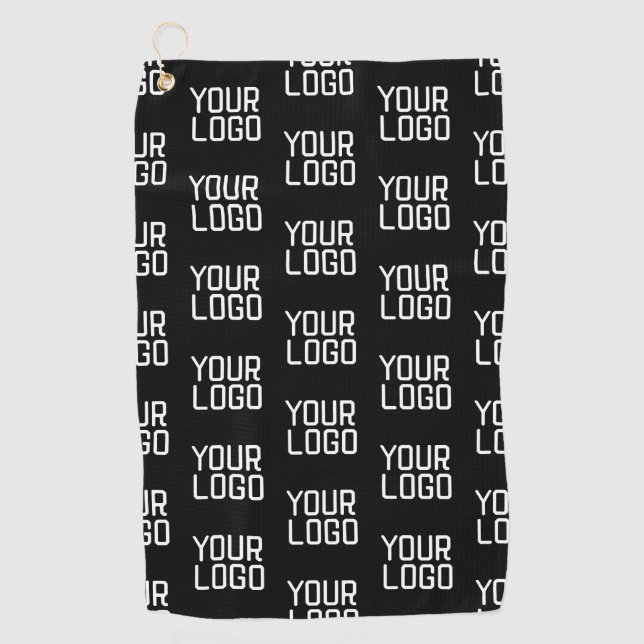Add Your Logo Repeating Pattern Editable Template Golf Towel (Front)