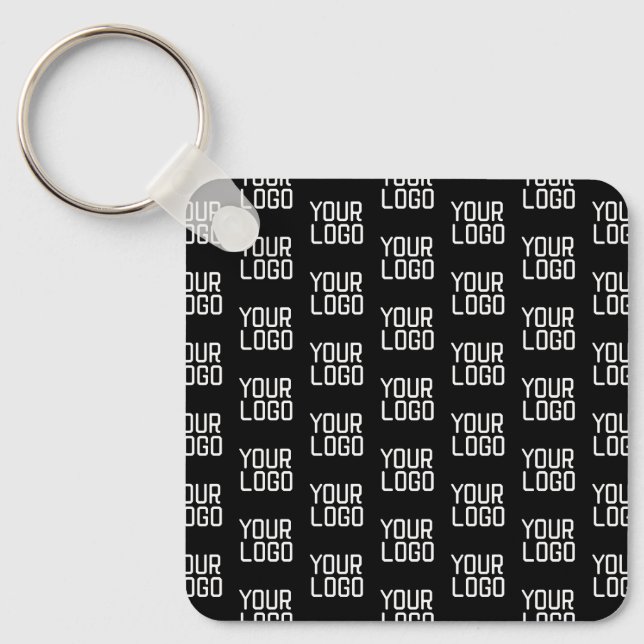 Add Your Logo Repeating Pattern Editable Template Keychain (Front)