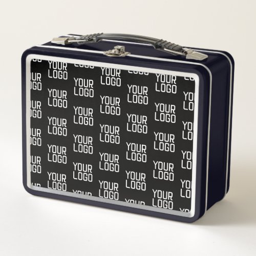 Add Your Logo Repeating Pattern Editable Template Metal Lunch Box