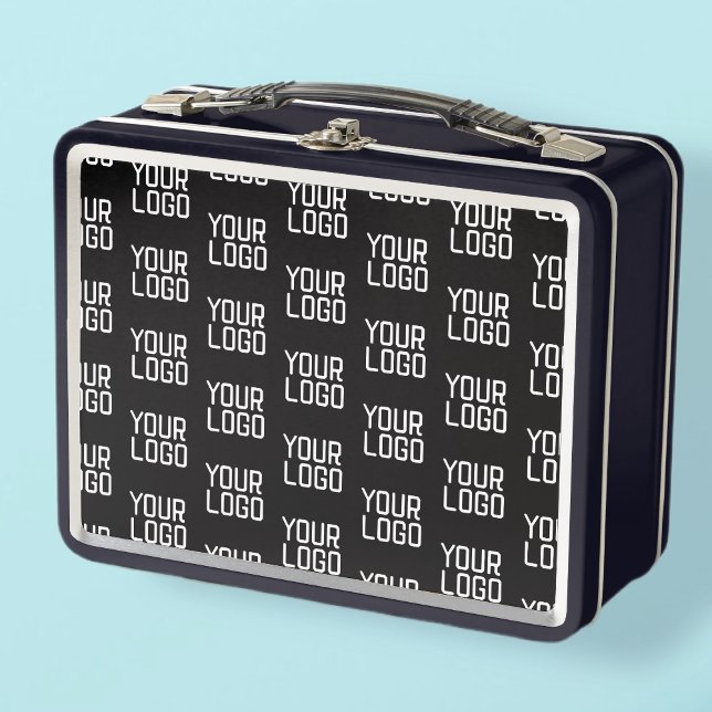 Add Your Logo Repeating Pattern Editable Template Metal Lunch Box (Creator Uploaded)