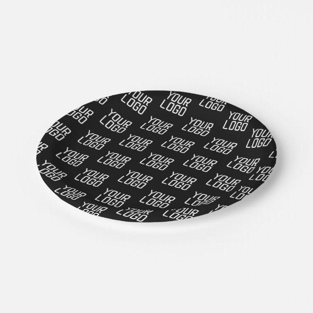 Add Your Logo Repeating Pattern Editable Template Paper Plates (Angled)