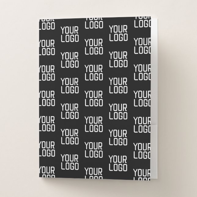 Add Your Logo Repeating Pattern Editable Template Pocket Folder (Front)