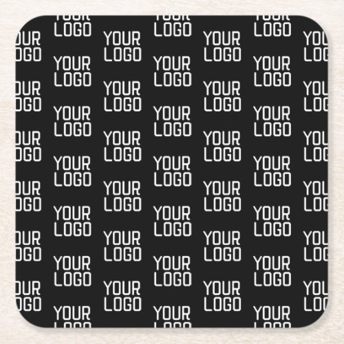 Add Your Logo Repeating Pattern Editable Template Square Paper Coaster