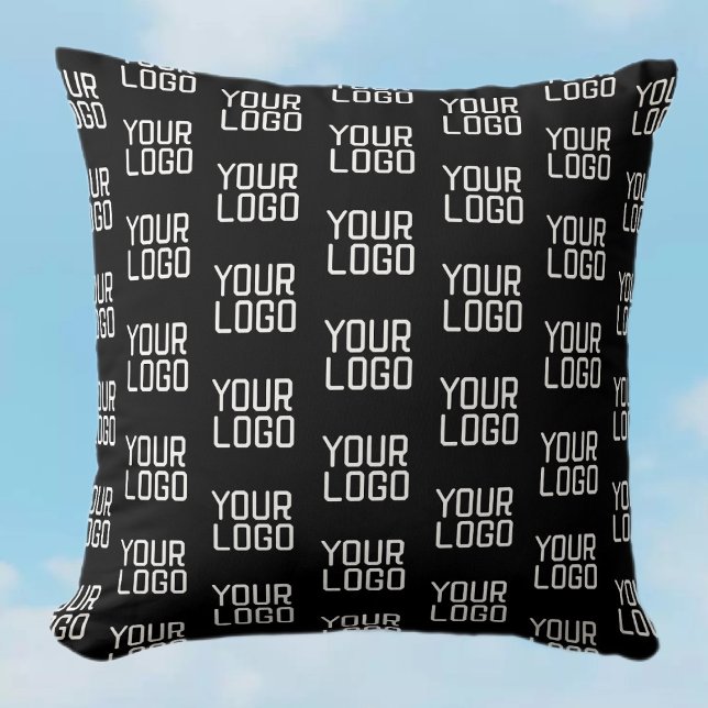 Add Your Logo Repeating Pattern Editable Template Throw Pillow (Creator Uploaded)